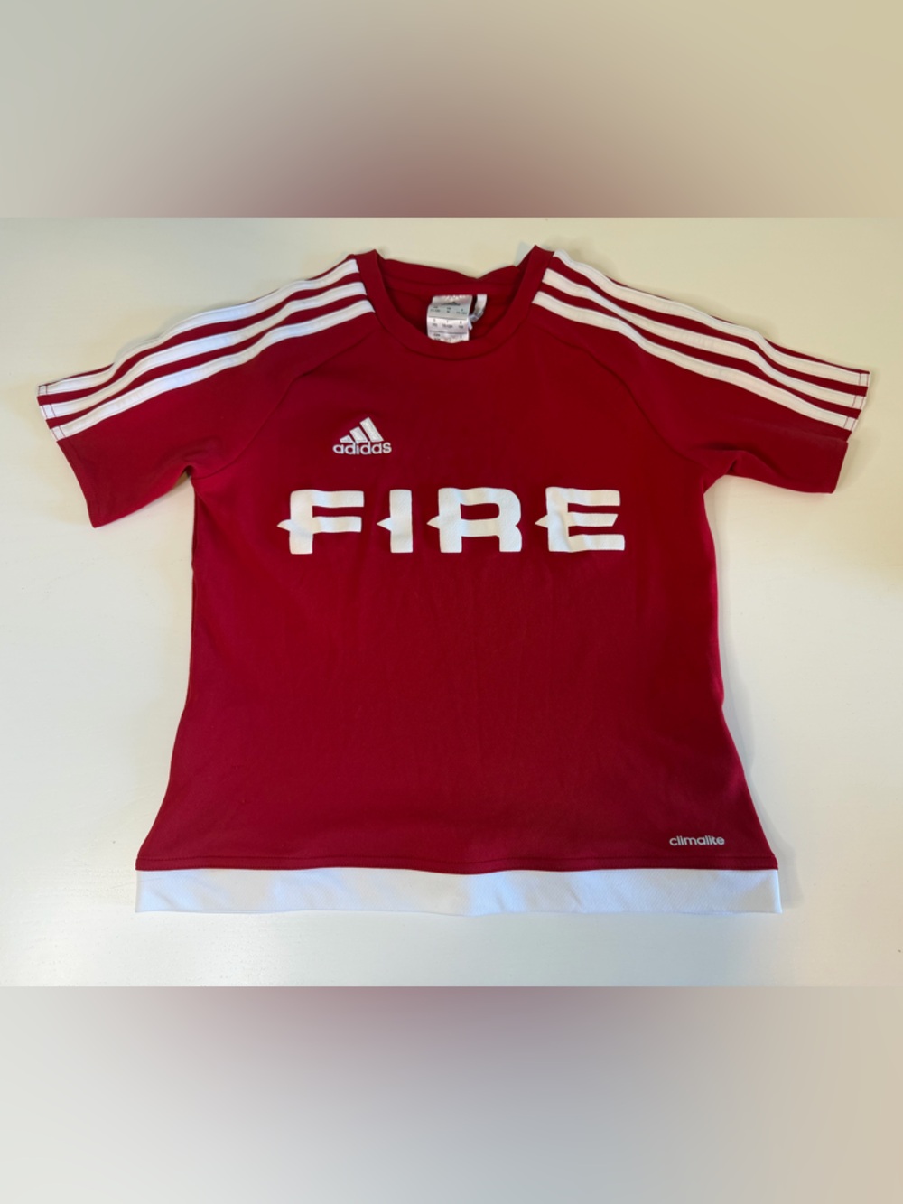 Adidas Kids Chicago Fire Soccer Jersey Red Climalite Shirt Boys Medium 11-12Y